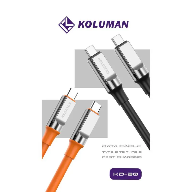 کابل شارژ Type-C به Type-C کولومن مدل Koluman KD-80 طول 1 متر