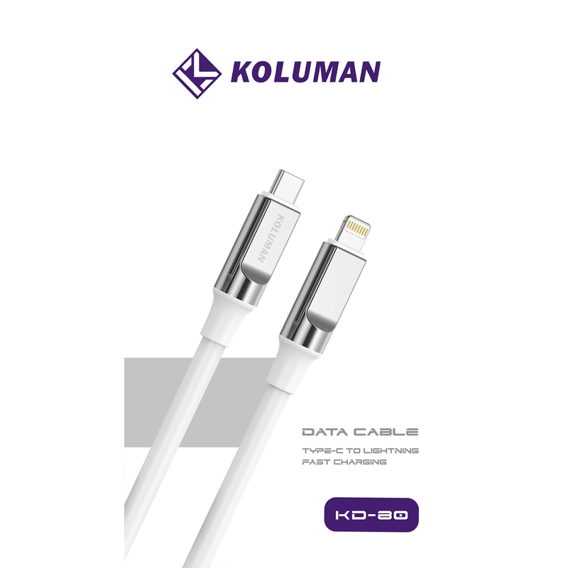 کابل شارژ تایپ سی به لایتنینگ کلومن مدل KD80 طول 1 متر